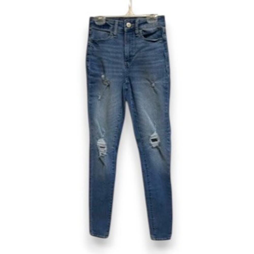 So Jeans Womens Size 0 Long 24 W Super High Rise Jegging Blue Ripped Distressed